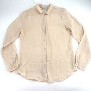 Giada Forte Italian Linen Cotton Button‎ Front Shirt Lightweight Pale Pink Sz S